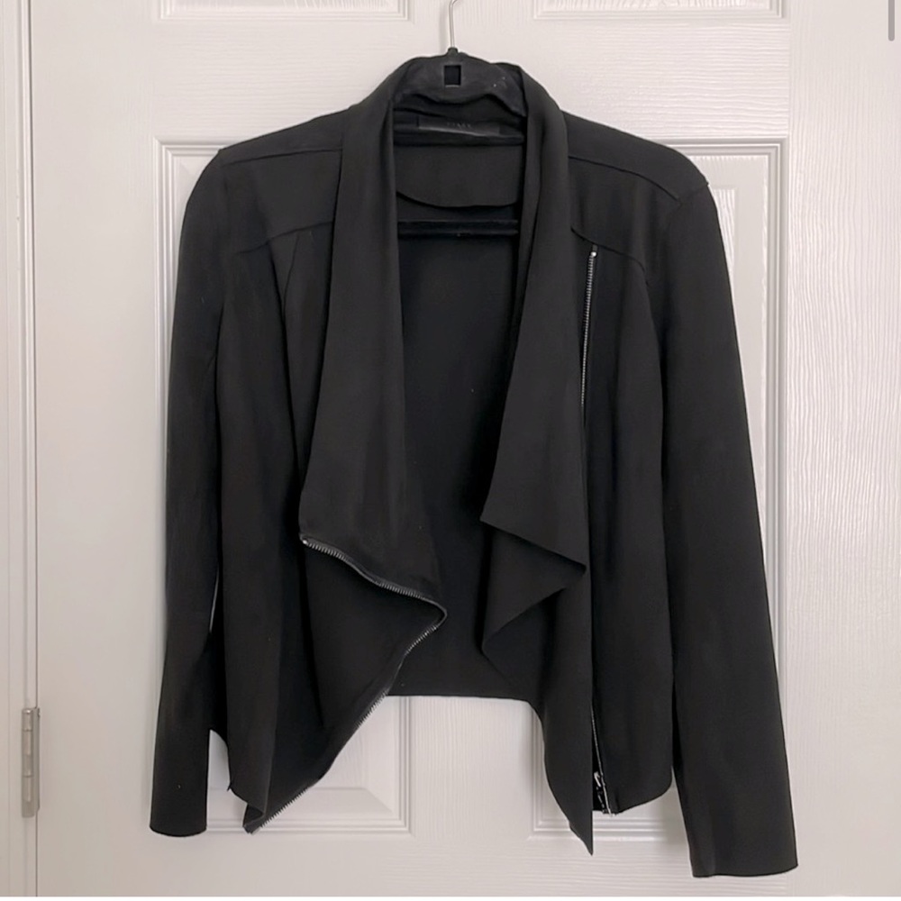 Blank NYC Suede Moto Drapey Asymmetrical, Zipper Jacket, Size S